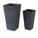 LuxenHome Set of 2 Stone Finish Tall Tapered Square MgO Planter Large Flower Pots for Front Porch Indoor Outdoor Use in Patio Living Room Garden Courtyard 24 inch and 19 inch Stone Gray