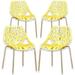 YZboomLife Modern Yellow Dining Chairs Set of 4 Birch Sapling Style Chairs for Dining Room Hotels Restaurants Indoor Outdoor Stackable Comfortable Kitchen Chairs with Gold Legs (4 Ye