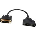 DVI to HDMI Cable - 24+1 Pin DVI Male to Dual HDMI Female Video Converter Adapter Splitter Cable