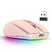 2.4G BT5.1 Dual-mode Wireless Mouse Computer Gaming Mice Ergonomic Design 2400 DPI Mute RGB Gaming Mouse for Laptop Computer Pink