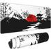 Japanese Large Black Mouse Pad for Desk | Full Desk Gaming Mousepad with Mountains and Red Sun | XL Big Desk Accessories | Non-Slip Surface | Precision Lock Edge | Thickened Design | Office & Gaming M