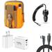 Travel Bundle for Motorola Moto G Power 5G 2024 Waterproof Pack Bag Carrying Pouch Case Screen Protector 40W Car Charger Power Adapter 3-Port Wall Charger USB C to USB C Cable (Orange)