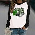 Trendy Spring Patchwork Printed Long Sleeves Round Neck Idle Tee Tops Colorfast Birthday Shirt Girls T-Shirts Spring Gift for Women Spring Gifts for Women Women S Gift for Spring