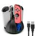 Nintendo Switch Controller Charger Dock Station 4 in 1 Charging Dock Fit for Nintendo Switch/OLED Joy-Cons Controller Fast Charging Station with LED Indicator Type-C Charging Cable Black