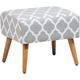 Pouf Rectangulaire 50 x 39 cm en Tissu Coton Blanc et Gris Motif à Trèfles Manteo - Blanc