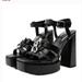 Zara Shoes | New Zara Black Chain Detail Chunky High Heel Platform Sandals Size 38 | Color: Black | Size: 38eu
