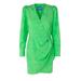 Free People Dresses | Cras X Free People Women Yvonne Island Green Long Sleeve Wrap Mini Dress Sz 36 | Color: Green | Size: 36