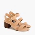 J. Crew Shoes | J. Crew Three Strap Suede Heeled Sandals In Pale Mocha | Color: Tan | Size: 12