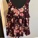 American Eagle Outfitters Tops | American Eagle Outfitters Burgundy Pink Floral Cold Shoulder Ruffle Blouse Med. | Color: Pink/Red | Size: M