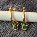 Disney Jewelry | Disney May Emerald Birthstone Dangle Earrings Green Gold Earrings Mickey Mouse | Color: Gold/Green | Size: Os