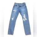 Levi's Jeans | Levi’s 501 Distressed Button Up Straight Leg Ripped Denim Jeans Women’s Size 25 | Color: Blue | Size: 25