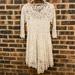 Free People Dresses | Free People White Floral Lace Overlay Dress, 3/4 Sleeve, Women’s 2 | Color: White | Size: 2