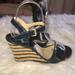 Michael Kors Shoes | Michael Kors Patent Leather Cork Wedge Heel Sandal | Color: Blue | Size: 7