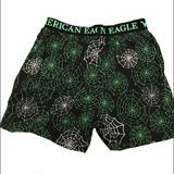 American Eagle Outfitters Underwear & Socks | American Eagle Outfitters Spiderweb Boxers S/P Black Green Halloween Accessories | Color: Black/Green | Size: S/P