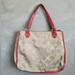 Coach Bags | Coach 22455 Poppy Sateen Signature C Glam Tote Purse Handbag Cream/Pink 17 X 12 | Color: Cream/Pink/Red | Size: Os