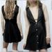 Zara Dresses | New Zara Faux Leather Gold Button Pinafore Overall Skirtall Dress Black | Color: Black | Size: Xs