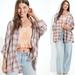 American Eagle Outfitters Tops | American Eagle Oversized Button Up Flannel Beach Shirt, Pink Multi Plaid, Medium | Color: Blue/Pink | Size: M