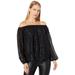 Lilly Pulitzer Tops | Lilly Pulitzer Emilee Onyx Black Chiffon Long Sleeve Off The Shoulder Top Size M | Color: Black | Size: M