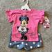 Disney Matching Sets | Disney- Baby Girls Minnie Set, Flutter T-Shirt, Polka Dot Shorts, 18m | Color: Blue/Pink | Size: 18mb