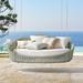 Coraline Hanging Daybed with Cushions in Seasalt Finish - Classic Linen Bleu, Quick Dry - Frontgate