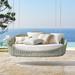 Coraline Hanging Daybed with Cushions in Seasalt Finish - Air Blue, Quick Dry - Frontgate