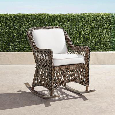Hampton Rocking Chair in Driftwood Wicker - Quick Dry, Sailcloth Air Blue - Frontgate
