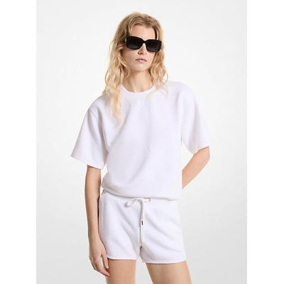 Michael Kors Logo Jacquard Knit Short-Sleeve Sweatshirt White S