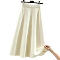 TGGOHIGH Women'S Skirts Women's Knitted Skirt Long Knitted Bottom Skirt Autumn And Winter-creamy-white-xl