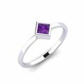 2.2 Ct Princess Cut Amethyst Purple Diamond Solitaire Bezel Set Wedding Engagement Ring for Women, Girl's and Teens in 925 Sterling Silver White Gold Finish (U1/2)