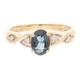 Jollys Jewellers Women's 9Carat Yellow Gold Blue Topaz Solitaire & Diamond Accents Ring (Size N) 5x7mm Head | Luxury Ladies Ring