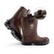 Men Safety Wellington Rigger Boots: Steel Toe Cap, Half-Height, Midsole Protection, Pull on Loops, Kick Off spur, Waterproof, SRC Sole, Dry and Warm feet, Inner Lining, Brown, Size 10 Mens Size