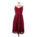 Nicole Miller New York Casual Dress - Midi V Neck Sleeveless: Burgundy Dresses - Women's Size 6