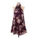 Lulus Casual Dress - Mini Mock Sleeveless: Burgundy Floral Dresses - Women's Size X-Small