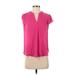 Calvin Klein Short Sleeve Blouse: Pink Tops - Women's Size Small