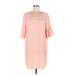 Pink Blush Casual Dress - Mini Scoop Neck 3/4 sleeves: Pink Solid Dresses - New - Women's Size Medium