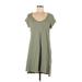 Universal Thread Casual Dress - Shift Scoop Neck Short sleeves: Green Solid Dresses - Women's Size Medium