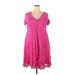 Torrid Casual Dress - Mini V-Neck Short sleeves: Pink Print Dresses - New - Women's Size 2X Plus