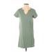 Wishlist Casual Dress - Shift V Neck Short sleeves: Green Solid Dresses - Women's Size Small