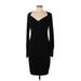 David David Meister Cocktail Dress - Sheath Plunge Long sleeves: Black Solid Dresses - Women's Size 12