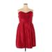 Lane Bryant Cocktail Dress - A-Line Open Neckline Sleeveless: Red Print Dresses - Women's Size 20 Plus