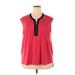 Calvin Klein Sleeveless Blouse: Red Color Block Tops - Women's Size 2X