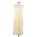 Lauren by Ralph Lauren Casual Dress - Shift High Neck Sleeveless: Ivory Solid Dresses - Women's Size Large