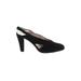 Eric Michael Heels: Pumps Chunky Heel Minimalist Black Print Shoes - Women's Size 41 - Almond Toe