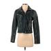 Blank NYC Faux Leather Jacket: Short Green Print Jackets & Outerwear - Women's Size Small