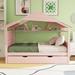 Wooden household bed with trundle and storage shelf
