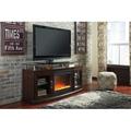 Signature Design by Ashley Esmarelda TV Stand for TVs up to 58" w/ Fireplace Included Wood/Glass in Brown | Wayfair W757W3