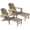 Rosecliff Heights Celiyah Wood Folding Adirondack Chair w/ Ottoman in Brown | 36 H x 30 W x 51 D in | Wayfair 20DF60C1BE474AD5A863D4E2224AE4BF