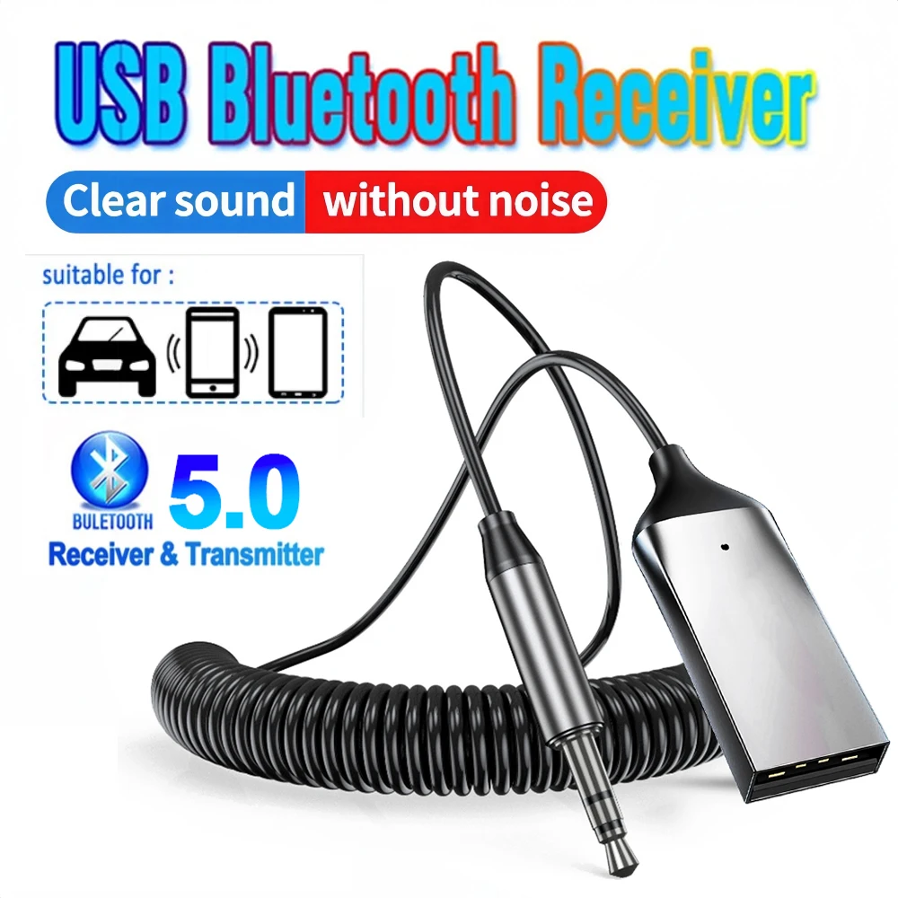 AUX Bluetooth Auto Adapter Dongle Kabel Für Auto Tablet Bluetooth Empfänger 5,0 USB zu 3,5mm Jack Lautsprecher Audio musik Sender Image