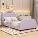 Ebern Designs Twin Size Upholstered Platform Bed w/ Bear-Shaped Headboard & Embedded Light Stripe | 38.9 H x 41 W x 80.5 D in | Wayfair