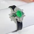 ANGELCZ-Bracelet en or blanc pour femme bijoux modernes micro pavé AAA cubique pierre verte